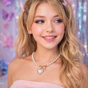 Estate Pearl and Gold Heart Necklace